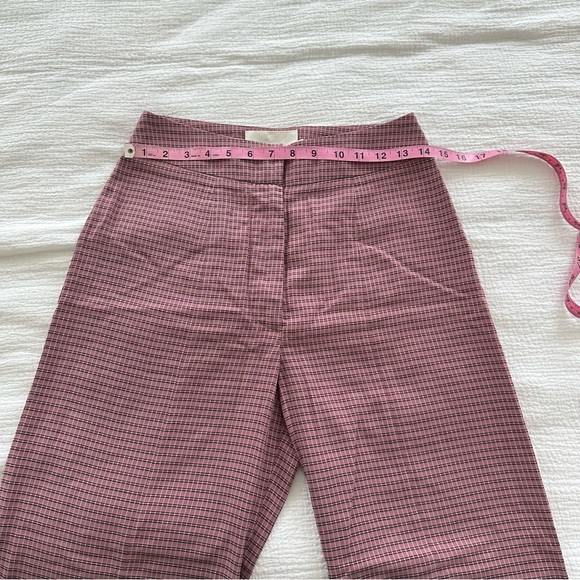 Mr. Larkin Wood Leg Pink Checkered Pants sz small - Picture 5 of 9
